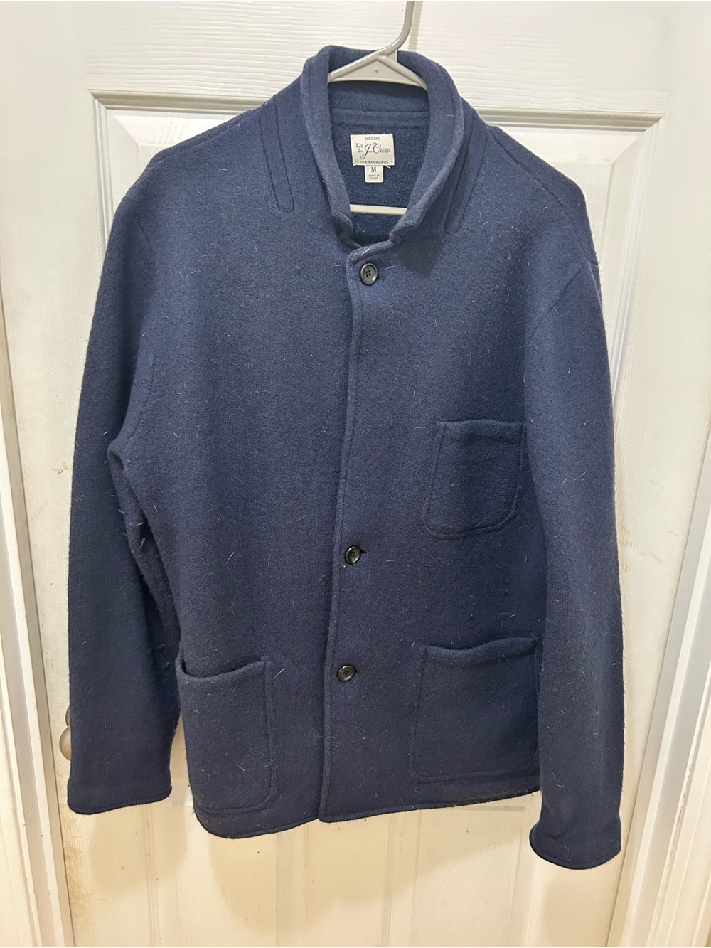 J. Crew Dark Navy Merino Wool Shawl-Collar Cardigan